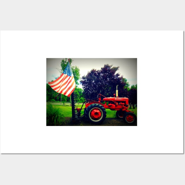 Farmall and Flag Wall Art by MAMMAJAMMA